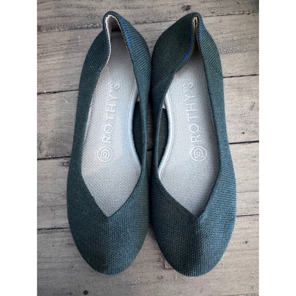 Rothys Merino Wool Pointed Toe‎ Flats Dark Forest Green Womens Size 5